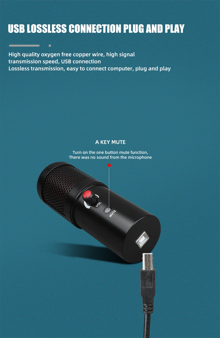 ميكروفون مكثف لأجهزة الكمبيوتر المحمول iPhone Android وميكروفون USB احترافي مع مقبس سماعة أذن لفيديو تدفق الألعاب