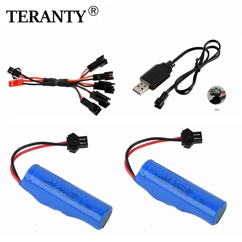 For JJRC C2 D828 RC Car Parts 14500 3.7v 800mah Lipo Battery with USB For RC Stunt Dump Car Battery Toys Accessories