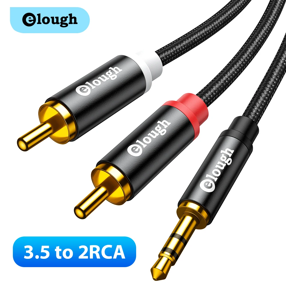 Elough-Cable RCA de 3,5mm a 2 RCA, adaptador macho, divisor HiFi para Apple TV Box, PC, amplificador, Cable de altavoz