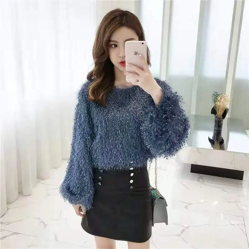 Woman Sweaters Plush Sweater Women\'s Autumn Clothing Tassel Plush Loose Top for Women  Femme Chandails Pull Hiver