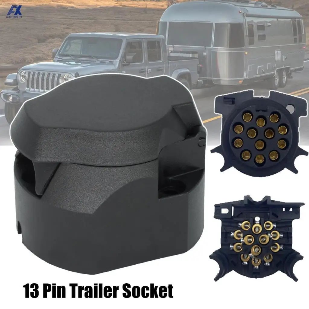 13 Pin Trailer Socket Euro 12V Plastic Durable 13-Pole Electrical Connector Light Adaptor Car Parts for Caravans pulling