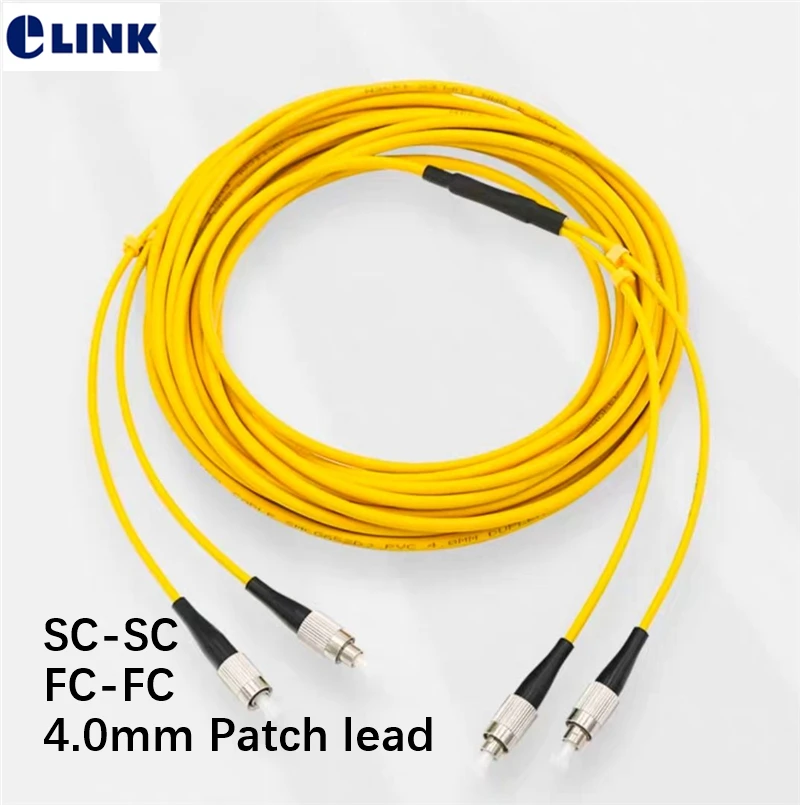 5pcs 10mtr 4.0mm Fiber optic Patch cord Armored duplex SC-SC FC-FC 2 core Bold cable ftth jumper SM DX 4.0mm painting machine