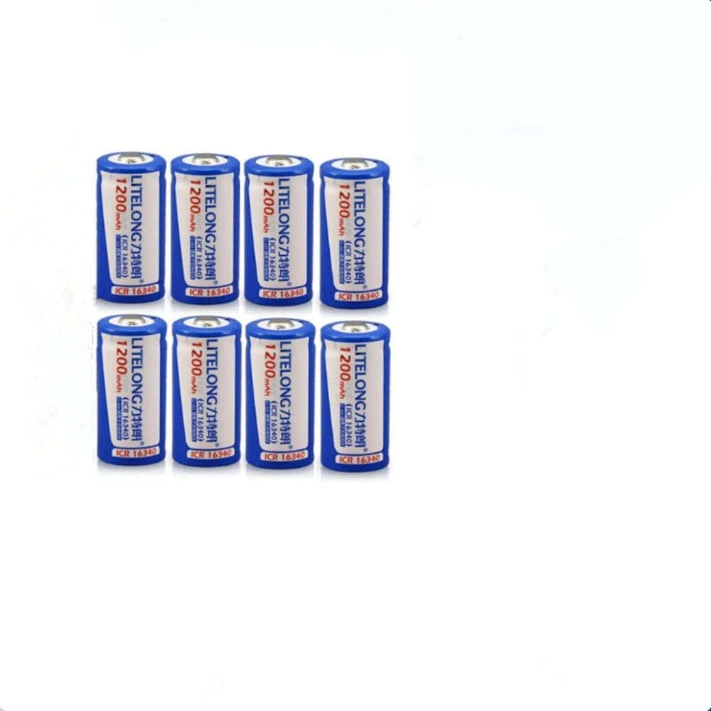 

8pcs/lot High power 3.7V 1200mAh 16340 rechargeable battery ICR1630 lithium ion rechargeable lithium battery