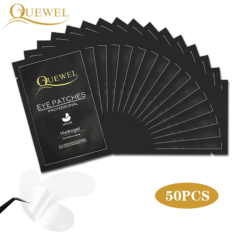 Quewel 50 Pairs/Pack Eyelash Under Eye Pads for False Eyelashes Patch Eye Pads Lash Extension Paper Patches Lashes Stickers