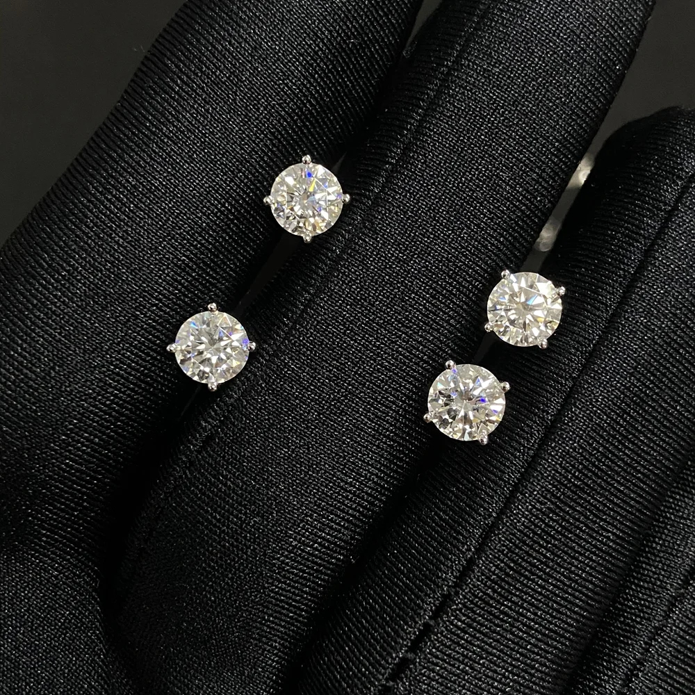 

Mosangnai Real Gold 14K White Gold Fashion Stud Earring Women 1.0 Carat Brilliant Cut Moissanite Diamond Earring Jewelry
