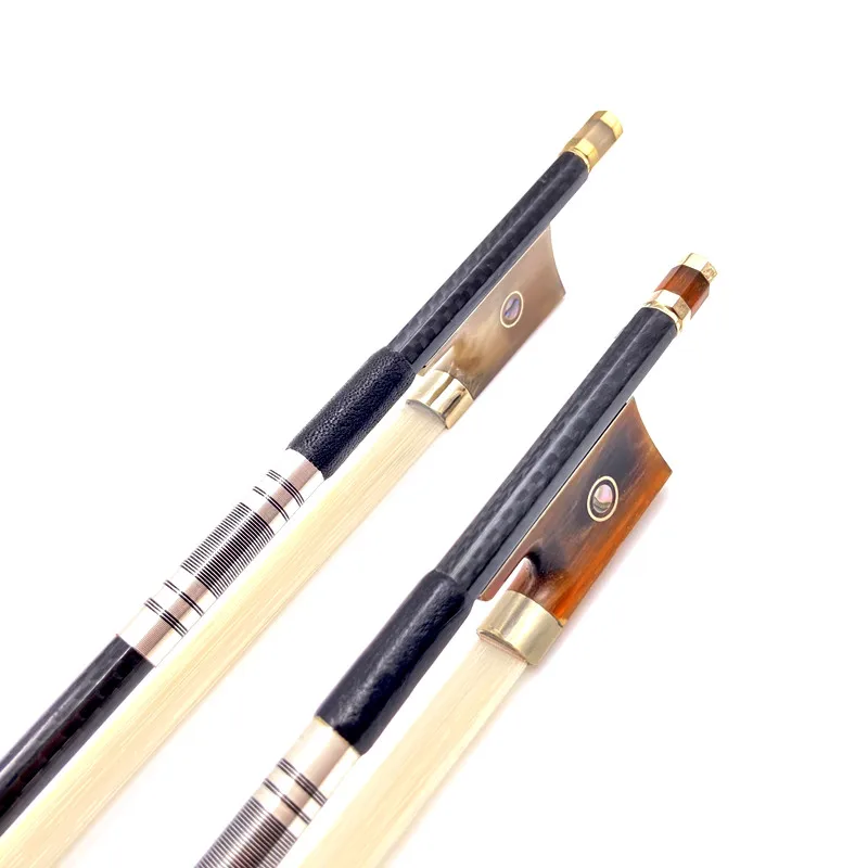 1 or 3pcs plaid black Carbon fiber violin bow,white/red bow frog