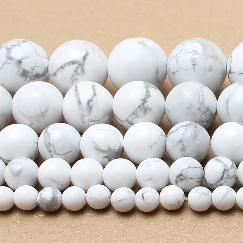 2/3/4/6/8/10/12mm Smooth Natural Howlite Stone Beads Round Loose Beads Diy Jewellery Making Bracelet Necklace 15\