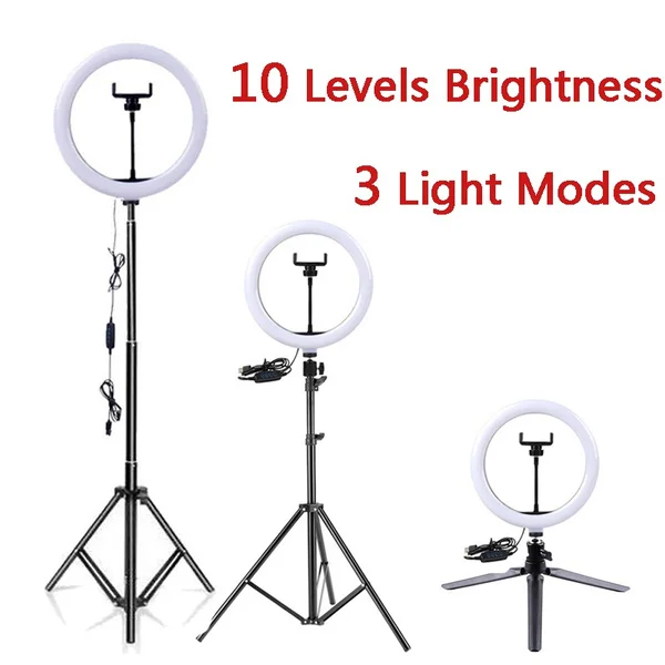26 Cm Led Light Ring with Tripod for Mobile Support Studio Clamp Selfie Ring Light Rim for Photography Ringh Rong Lite Lighting