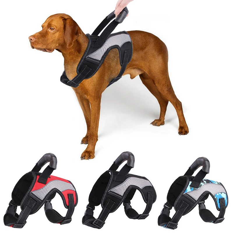 

Dog Harness Nylon Soft Breathable Plastic Handle Adjustable Medium Large Dog Outdoor Walking Harness Pet Accessories