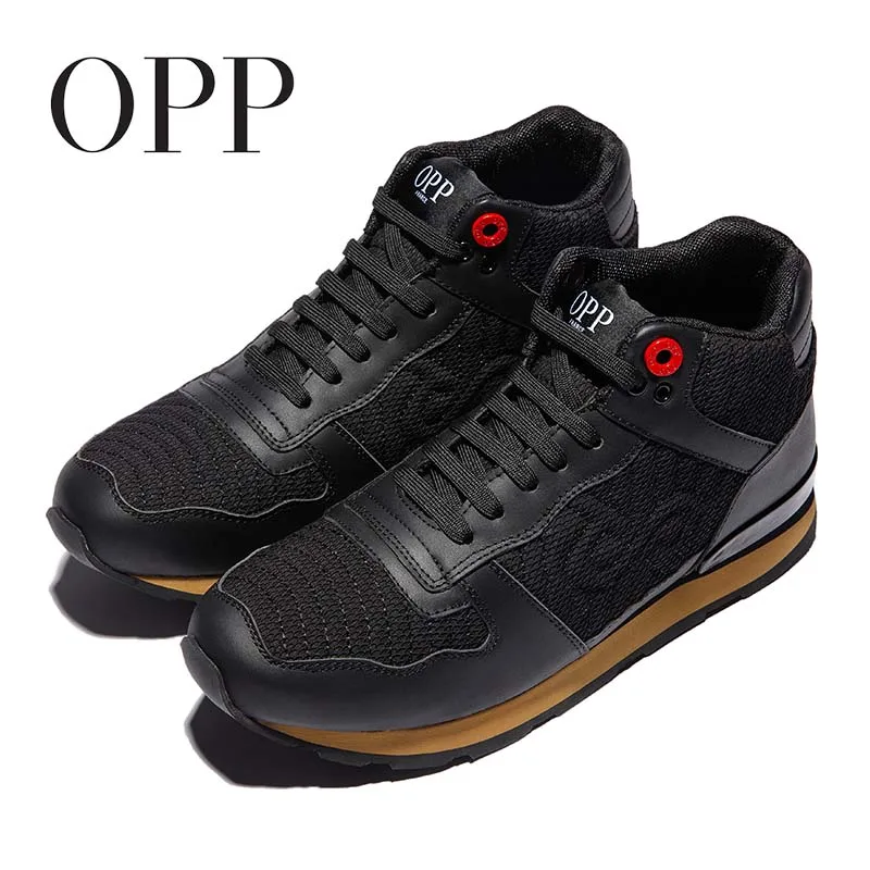 OPP Men's Shoes High-top Shoes Leather Sports Street Boots Men's Causal British Fashion Wear Lace-up Sneakers