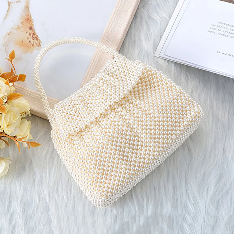 Luxury Pearl Beading Evening Bag Women Handmade Bridal Wedding Party Dinner Hand Bags Ladies Day Clutch Handbag XA873H