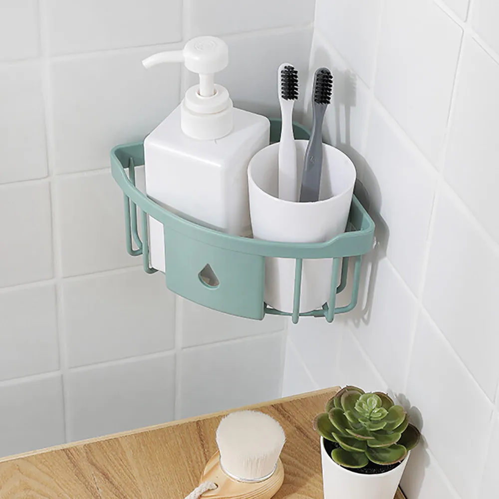 Plastic Muur Opknoping Driehoek Rek Badkamer Keuken Muurbevestiging Opbergrek Organizer Afvoer Douche Plank Badkamer Accessoires # Z