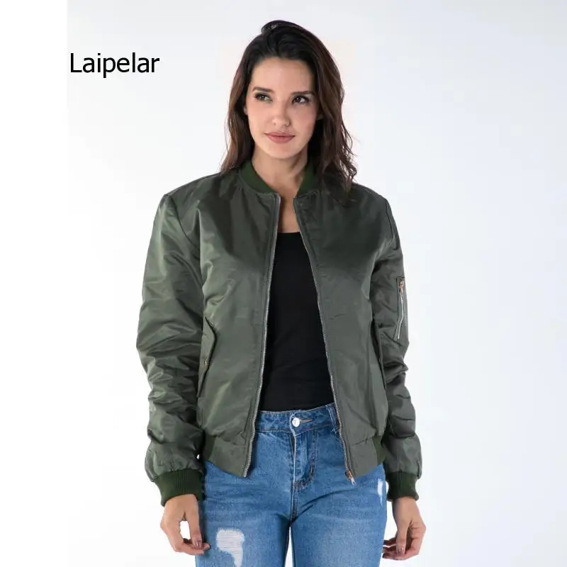 Women's Fashion Street Hipster Solid Color Long-Sleeved Stand-Up Collar Jacket Cotton-Padded Jacket Bomber Jacket Short Jacket