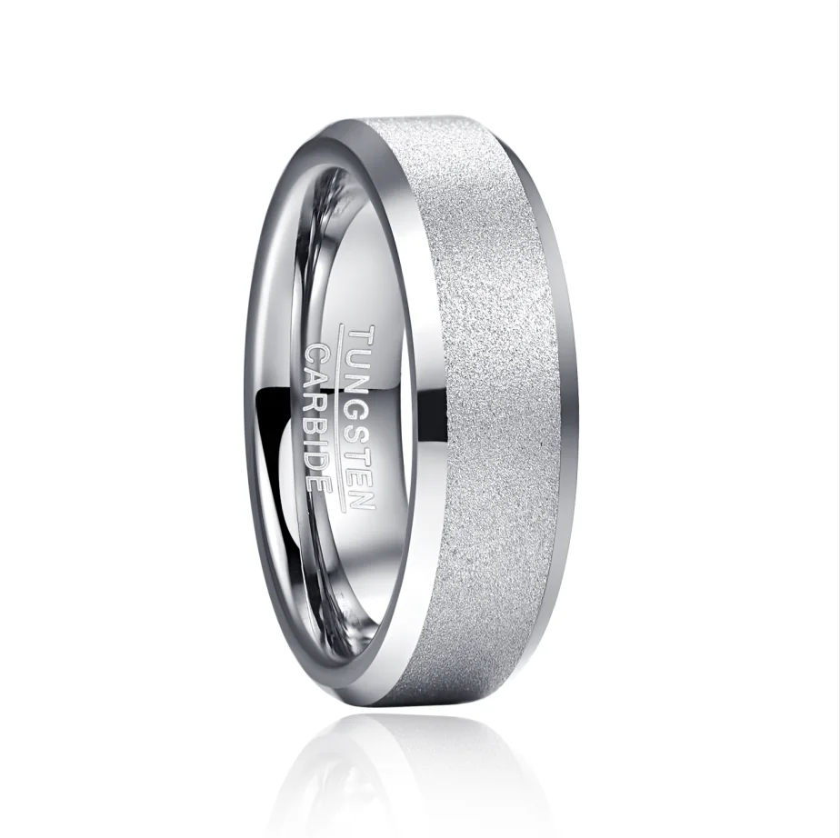 4mm 6mm 8mm Tungsten Carbide Steel Color Ring for Men Women Sandblasted Tungsten Wedding Band Jewelry