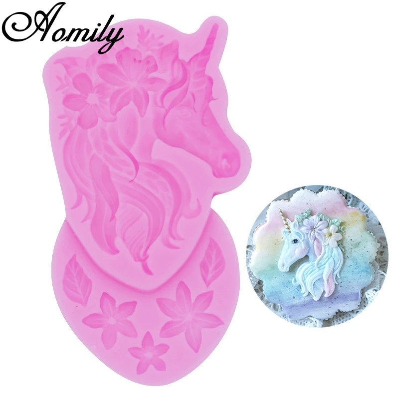 Aomily 3D Birthday Unicorn Animalsl Silicone Mold Fondant Mould Cake Sugarcraft Decorating Chocolate Gumpaste Tools New Style