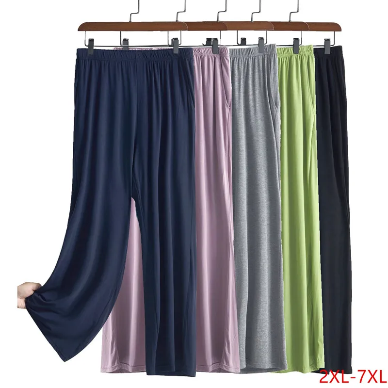 Pantalones de pijama de algodón para mujer, ropa de dormir de pierna ancha, cómoda y holgada, talla grande 2xl a 7xl, Otoño e Invierno