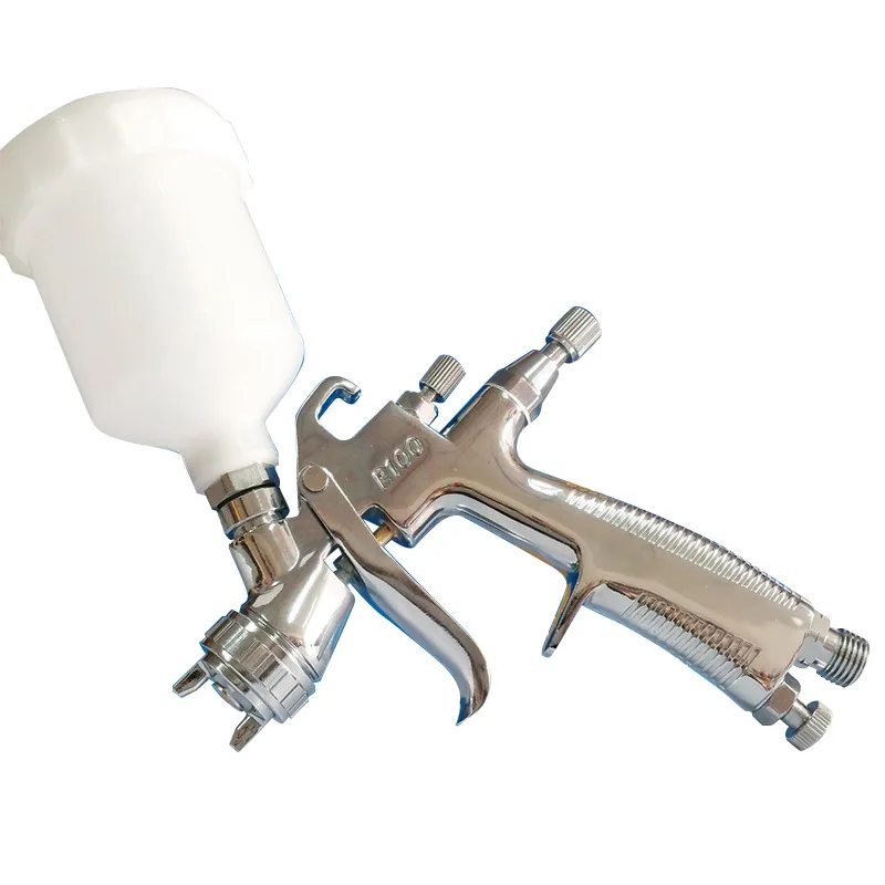 R100สเปรย์ปืน LVLP Air Panit ปืน Airbrush แรงโน้มถ่วงสเปรย์ปืนรายละเอียด Repair1.0MM 120cc Professional สเปรย์