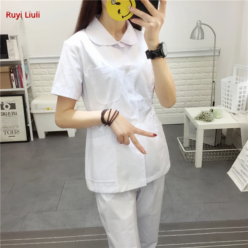 Ruyi l-medical Wear letnie zestawy lekarzy peeling pielęgniarki mundury odzież szpitalny laboratorium odzież robocza Top i spodnie tanie garnitury