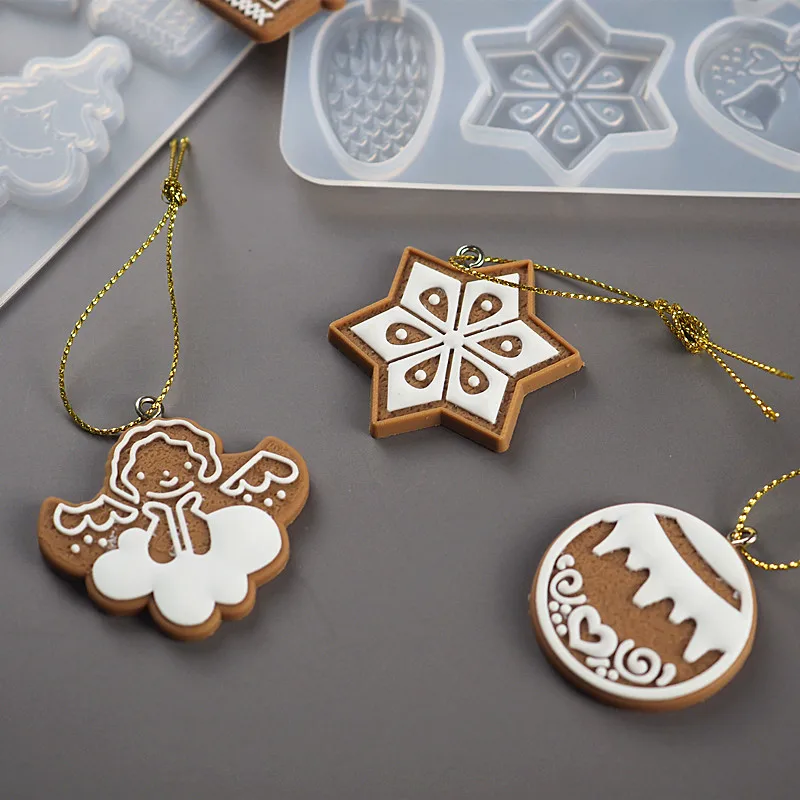 Christmas DIY Crystal Epoxy Mold Christmas Tree Snowflake Elk Pendant Silicone Mold Keychain Listing Jewelry Silicone resin 3d