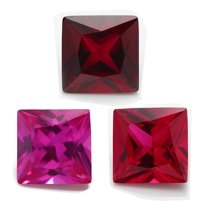 Size 2x2mm~10x10mm Sqare Shape Princess Cut Synthetic Corundum Gems For Jewelry Making 5# 3# 8# Color