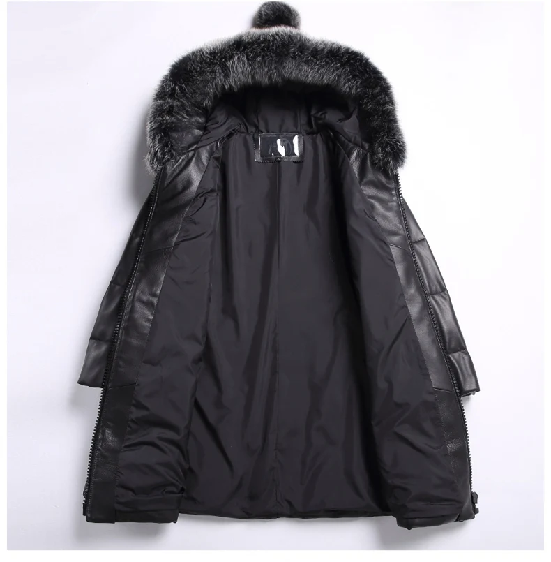 

Geniune Leather Jacket Women Real Sheepskin Leather Winter Warm Down Coat Fox Fur Collar Plus Size FD117 MF512