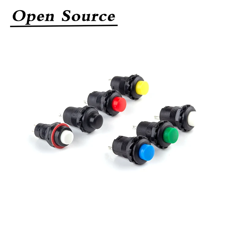 10pcs 12mm Mini Push Button Switches 3A /125VAC Self-locking/Latching Self-reset/Momentary Red Green Blue Yellow White Black