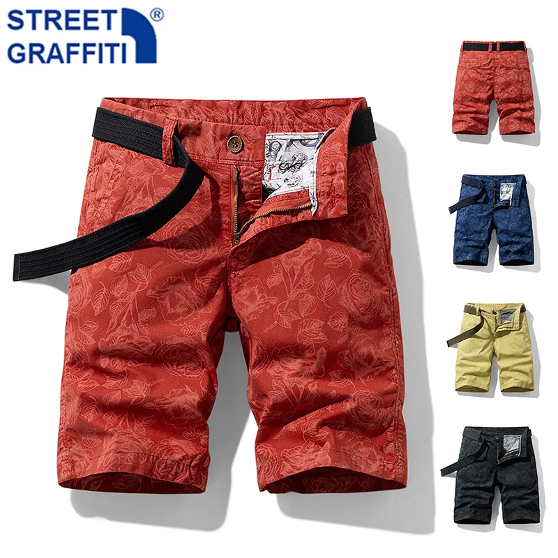 New Summer Men Beach Shorts Hip Hop Tactical Cargo Shorts Men Breeches Pockets Shorts men Casual Fashion Camouflage Rose Shorts