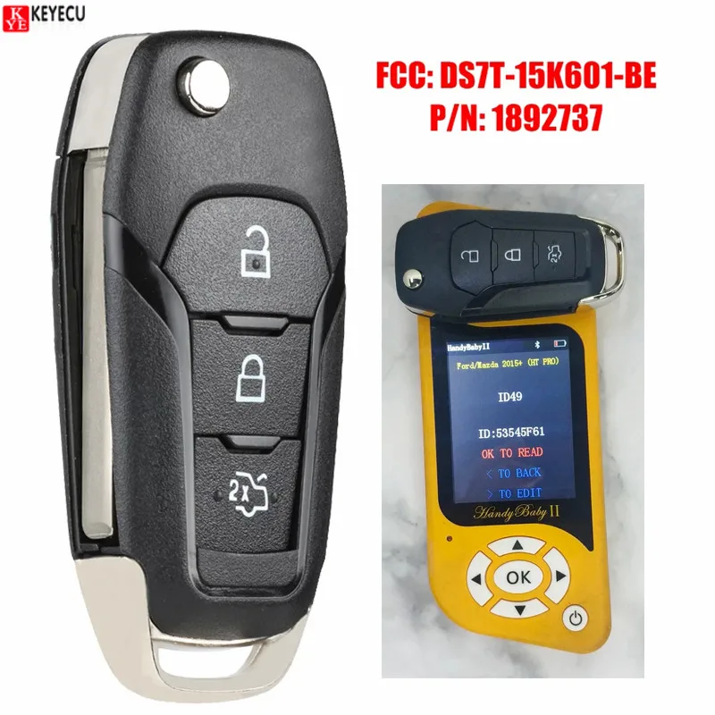 

Keyecu DS7T-15K601-BE P/N: 1892737 Складной дистанционный брелок с 3 кнопками, чип ID49 434 МГц для Ford Escort Mondeo 2014+
