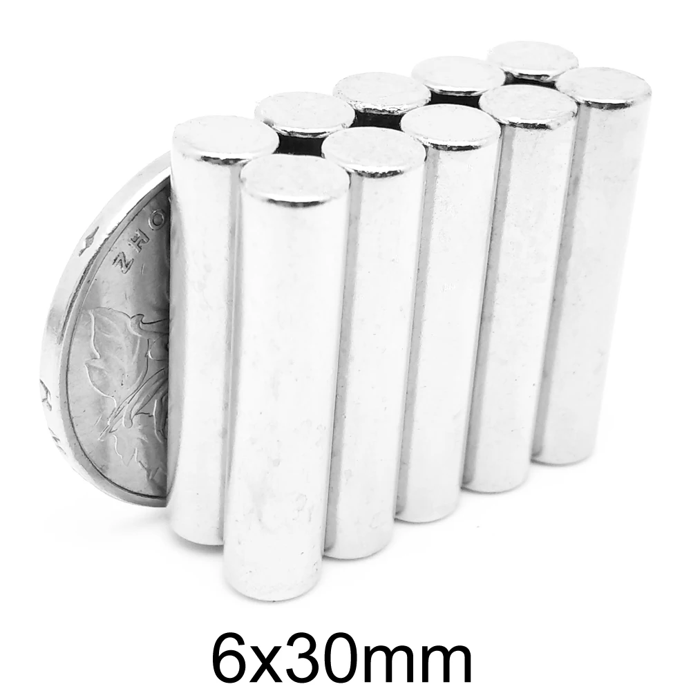 5~50PCS 6x30 mm Thick Strong Cylinder Rare Earth Magnet 6mm*30mm Round Neodymium Magnet 6x30mm Small Magnet Disc 6*30 mm N35