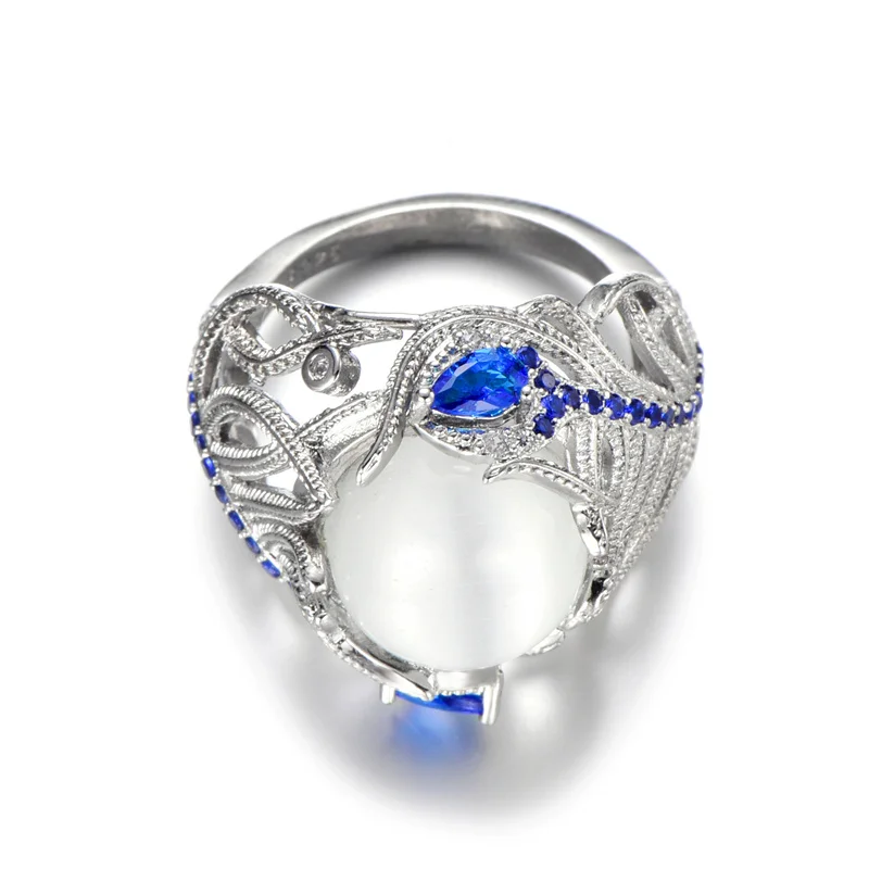 Women's Unique Design 925 Sterling Silver Opal Ring, Charm Gift