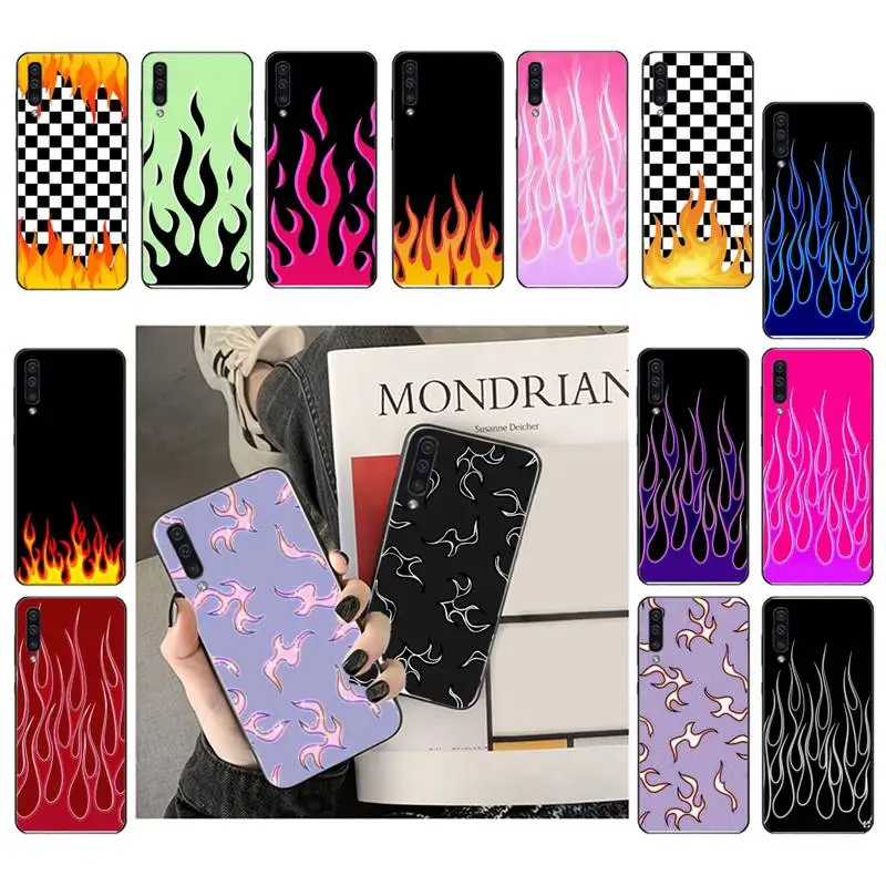 Yinuoda Fire Black Phone Case For Samsung Galaxy A7 A50  51 A70  80 A40 A20 A30 A8 A6 A8 Plus A9 A71