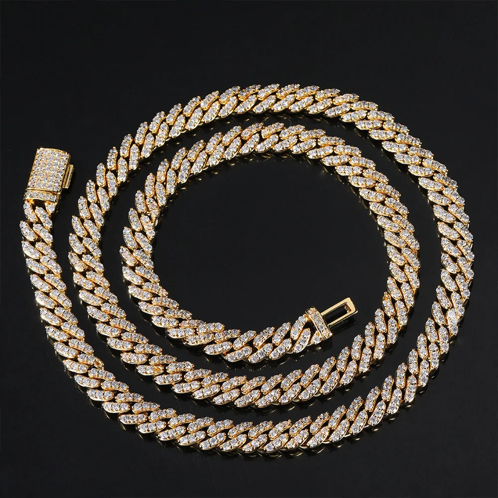 

Набор когтей в стиле хип-хоп 3A + CZ Stone Bling Iced Out 8 мм Curb Cuban Miami Link Chain Ожерелья для мужчин Ювелирные изделия в стиле рэпер