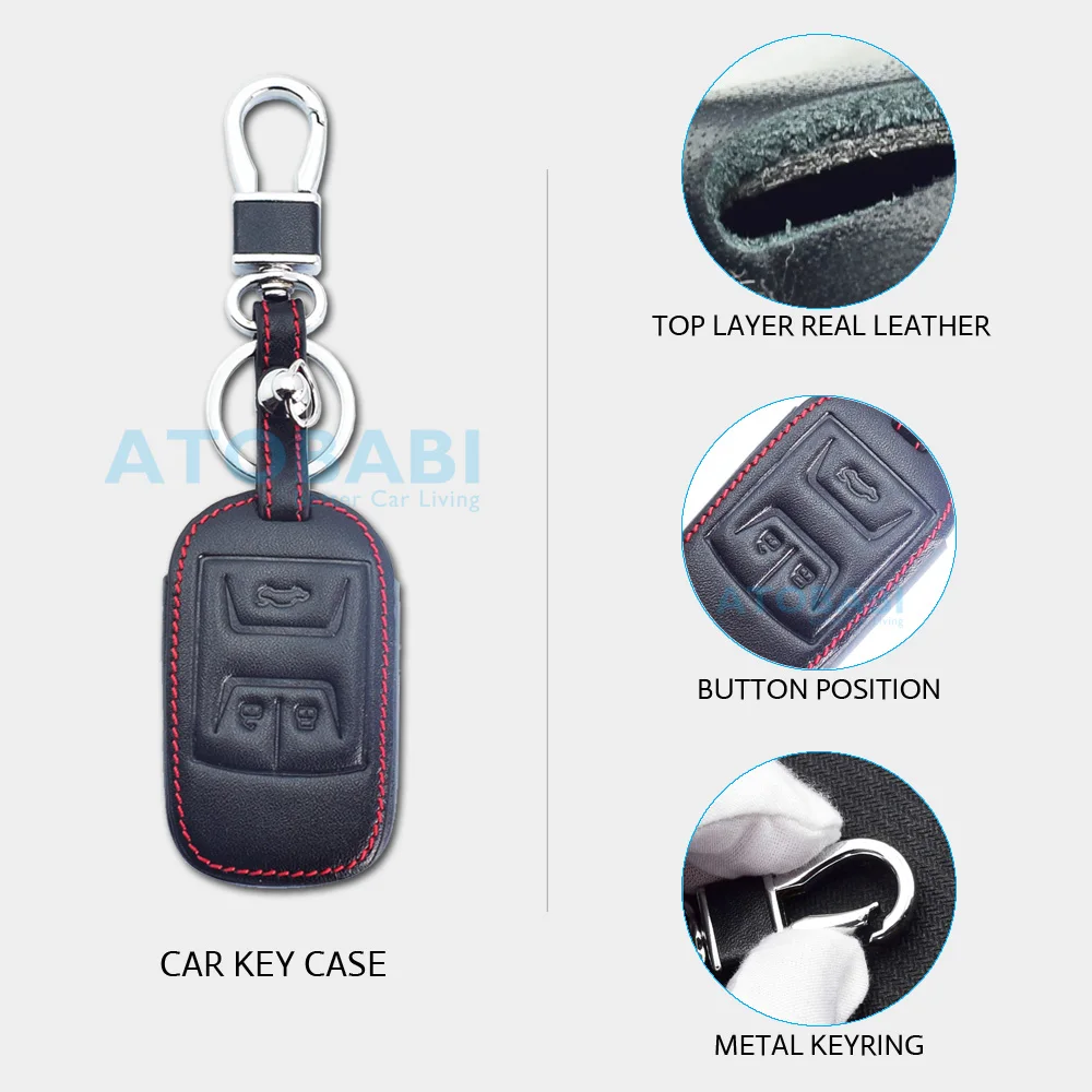 Real Leather Car Key Case For Chery Tiggo 3 5 Chery ARRIZO 3 7 Chery E3 E5 Bonus 3 Buttons Smart Remote Fob Cover Keychain Bag