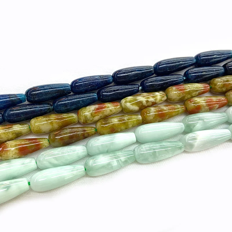 

6x16mm Natural Lapis Lazuli Serpentine Angelite Stone Beads 15'' Drop DIY Loose Beads For Jewelry Making Beads Necklace Bracelet