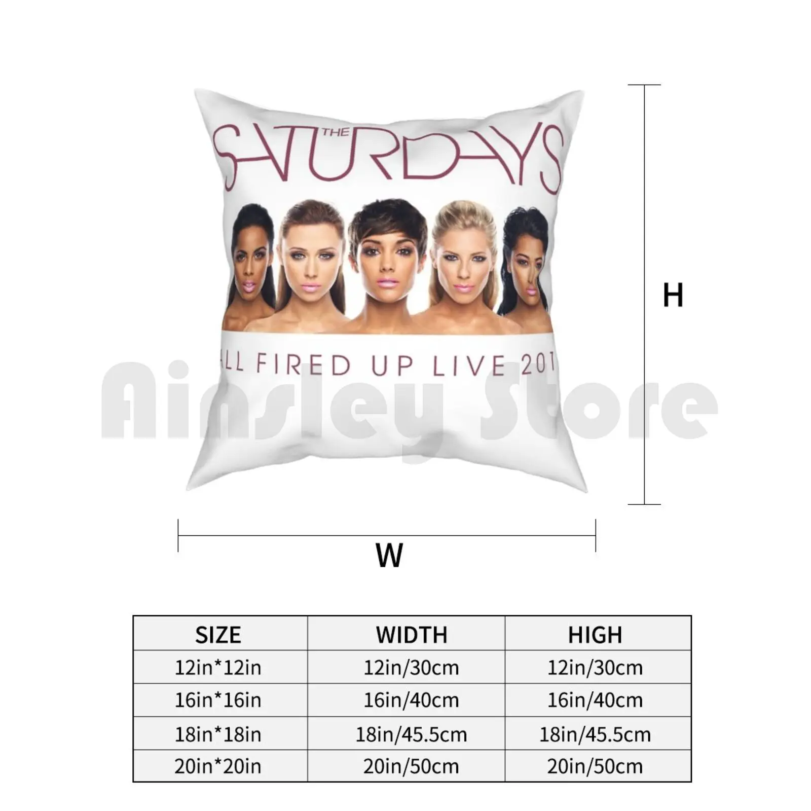 The Saturdays-All Fired Up Live Tour Replica Pillow Case Printed Home Soft Throw Pillow The Saturdays Frankie Bridge