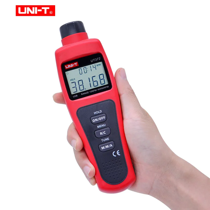 UNI-T Non-contact Digital Laser tachometer  UT371 UT372 Data hold Odometer/MAX/MIN/AVG mode;RPM range 10~99999RPM  USB interface