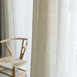 Rideau en lin de style japonais moderne, rideaux transparents épais contractés, fenêtre ondulée de chambre à coucher, écran d'ombrage en tulle de balcon