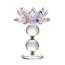 Beautiful Crystal Glass Lotus Candle Holders Feng Shui Home Decor Big Tealight Candle Stand Holder Candlestick Decor