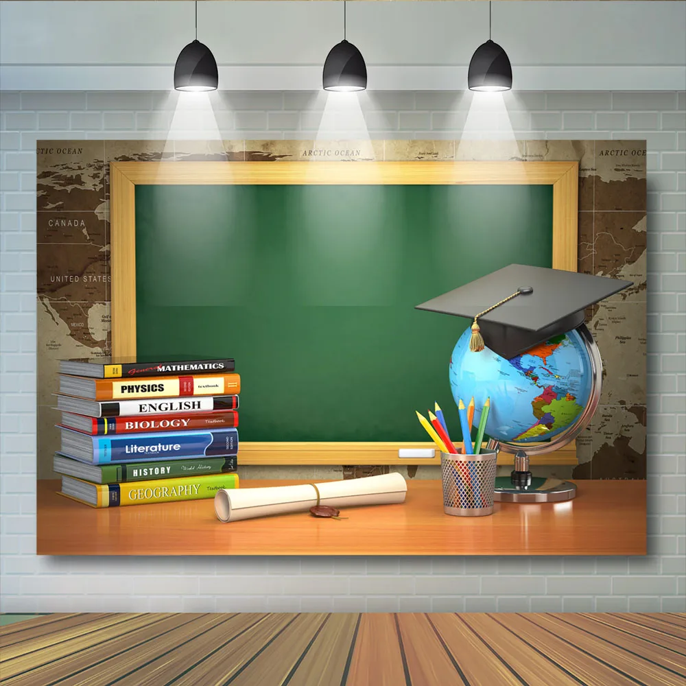 

Back To School Season Photography Background Pencil Books Blackboard Backdrop Classroom Decoration Backdrops for Photo Studio