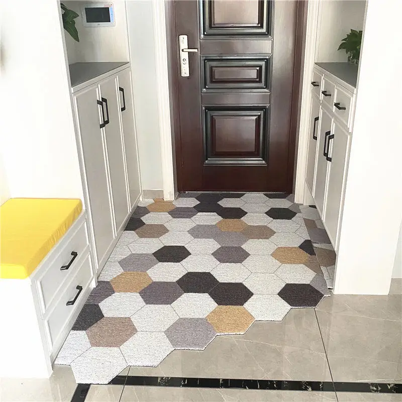 

PVC Door Mat Anti-Slip Silk Loop Entrance Europe Home Indoor Living Room Kitchen Doormats Can Custom Size Mats Carpet