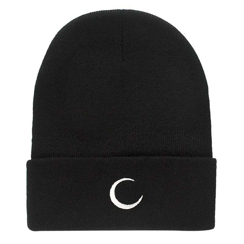 Fashion Hip Hop Wool Hat Creative Weather Embroidery Knit Hat Sun Moon Snowflake Black Cloud Pattern cap beanies for women