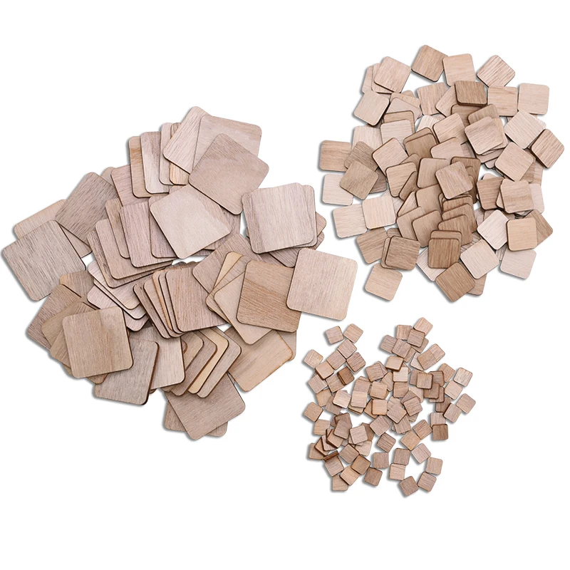 1-14cm Square Wood Chips Natural Unfinished Wood DIY Handmade Wooden Crafts Kids Painting Toy Wedding Birthday Party Decoration