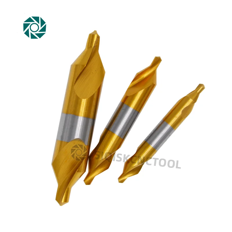 HSS-Brocas Centrais Combinadas Ti-Revestidas, 60 Graus escareadores ângulo Bit Set, Broca de Centralização Metal, Torno, W6542, M35, 6pcs, 1.0-5mm