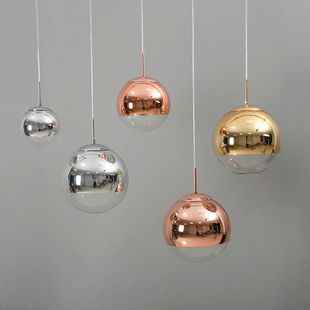 Modern Electroplate LED Pendant Lights Silver/Gold Glass Ball Hanglamp Kitchen Living Room Bedroom suspension luminair