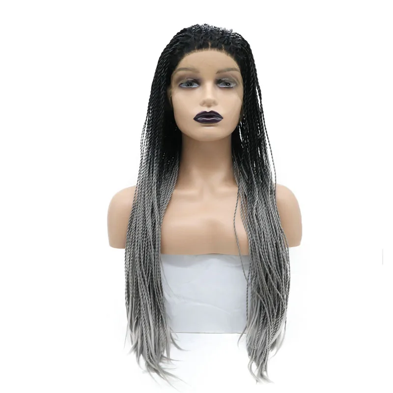 Full Lace Braided Wigs with Baby Hair Blonde/Red Box Braid Synthetic Lace Front Wig for White Women Hand Twisted Wig Cosplay 26“