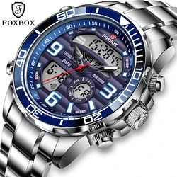 2023 LIGE Brand Foxbox Digital Mens Watches Top Luxury Sport Quartz Wristwatch For Men All Steel Military Waterproof Clock+Box