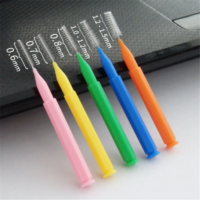 60pcs/box Adults Interdental Brushes Clean Between Teeth Floss Brushes Toothpick Tooth Brush Dental Oral Care Tool 5color Health