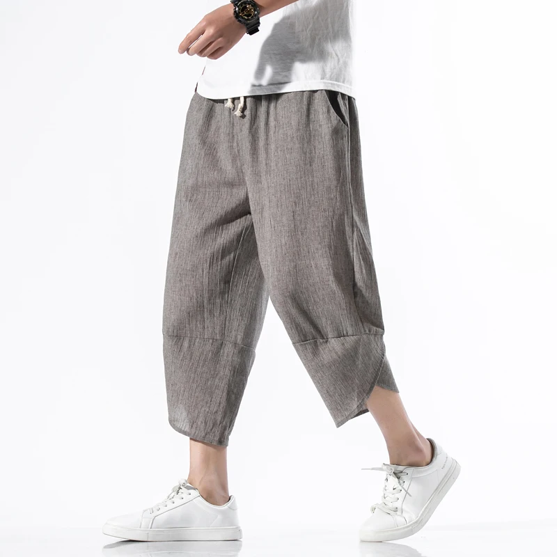 Mannen Merk Casual Broek 2022 Zomer Nieuwe Mode Losse Elastische Taille Stropdas Mannen Katoen Bijgesneden Broek Mannen Hip hop Harembroek