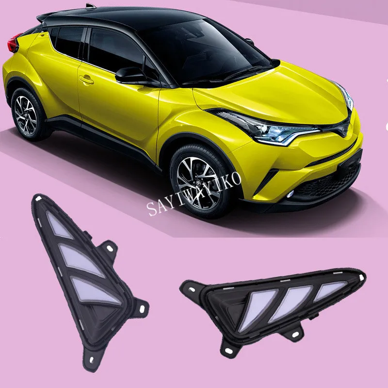 For Toyota CHR C HR 2017 2018 2019 LED Daytime Running Turning Signal Light DRL Fog Lamp Cover Driving Light