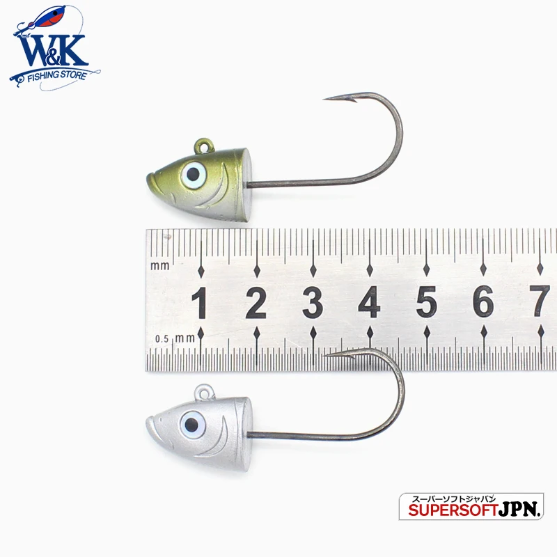 Fishing Lures with Jig Head 1/0 Hooks 12g 2pcs/pk for Soft Vinyl Weight 3/7 oz with Laser EYES Inshore JIG HEAD Hook